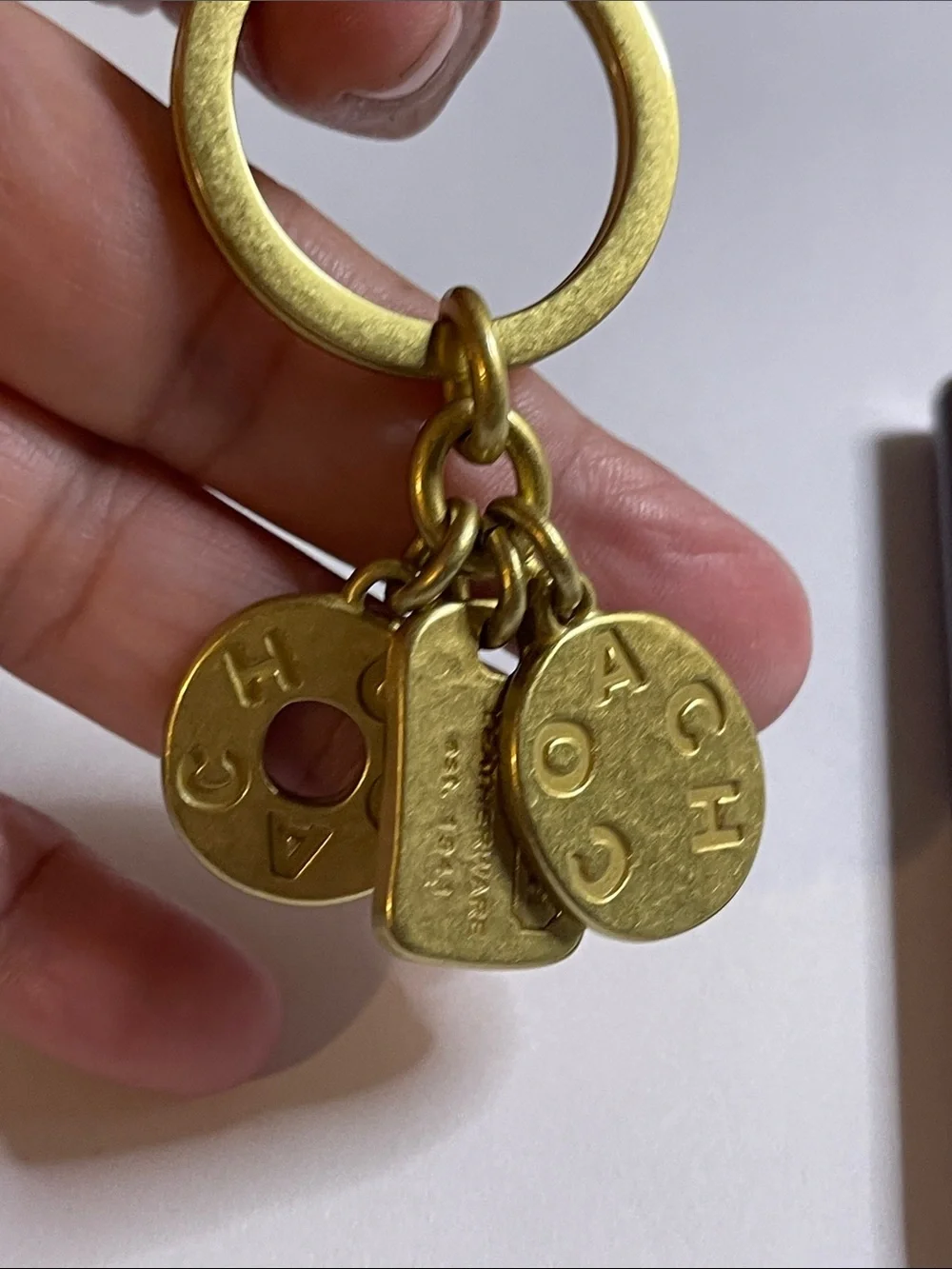 COACH Gold-Tone Signature Charm Key Ring and Coach Pen